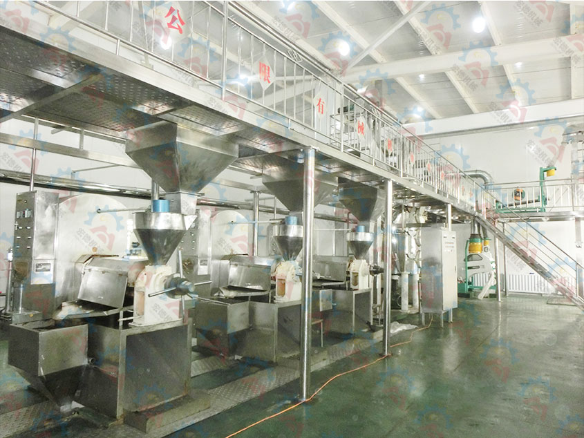 新疆阿克蘇15-20噸葵花菜籽油壓榨設備車間